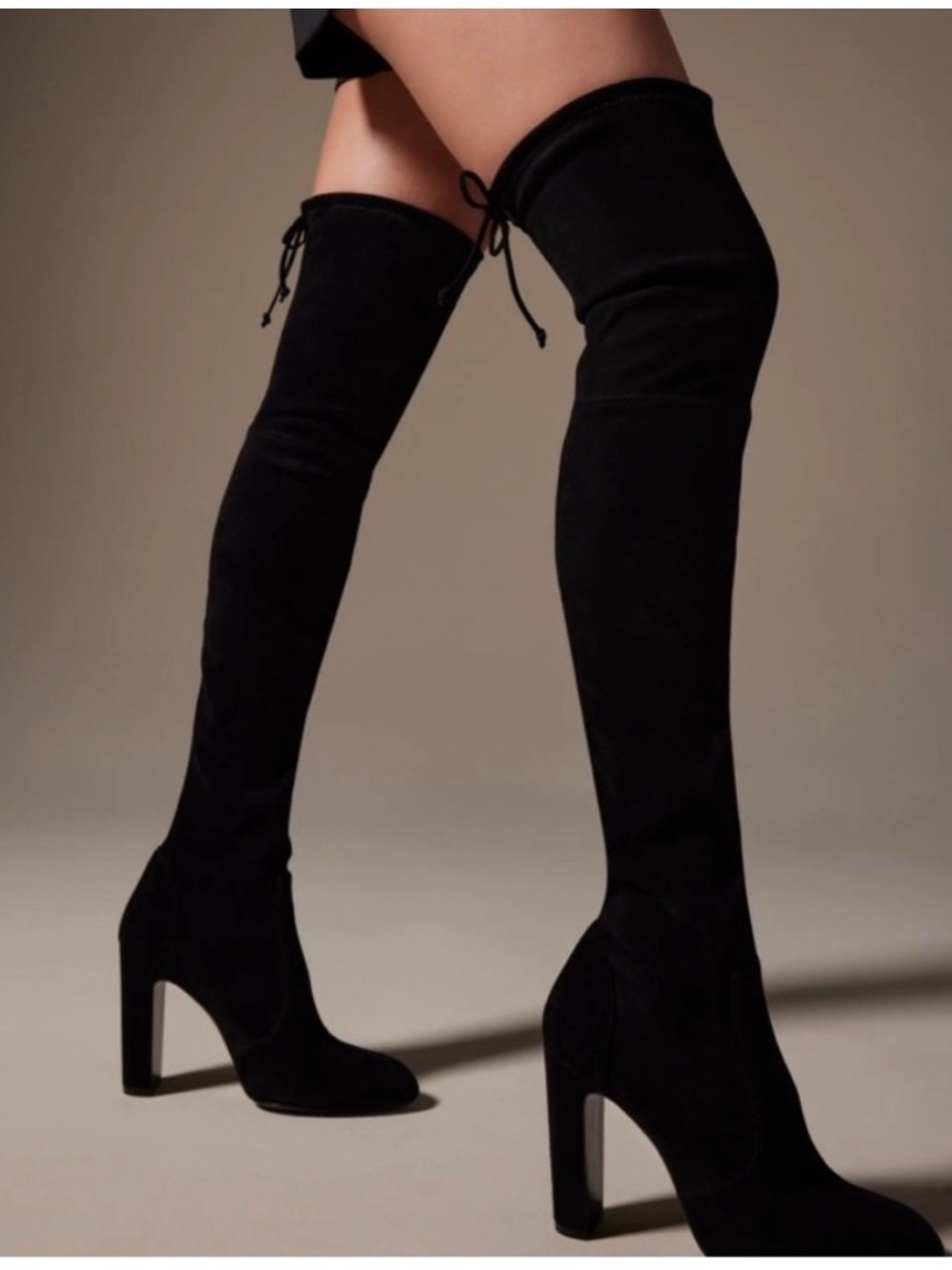 Stuart weitzman Black Over-the-Knee Suede Block Heel Boots